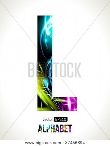 Alfabeto de Vector diseño efecto luminoso. Fácil personalizables.  Letra L.