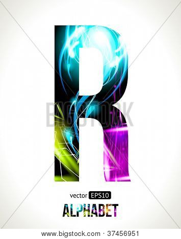 Vector design light effect alphabet. Easy customizable.  Letter R.