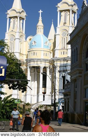 Ilheus, Bahia / Brazil - March 26, 2012: View Of San Sebastian Cathedral In The City Of Ilheus, In S