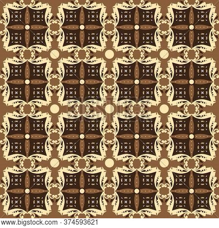 Modern Motifs Design On Central Java Batik With Golden Brown Color