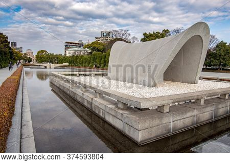 Hiroshima / Japan - December 21, 2017: Hiroshima Peace Memorial Park Built In Memory Of The Victims 
