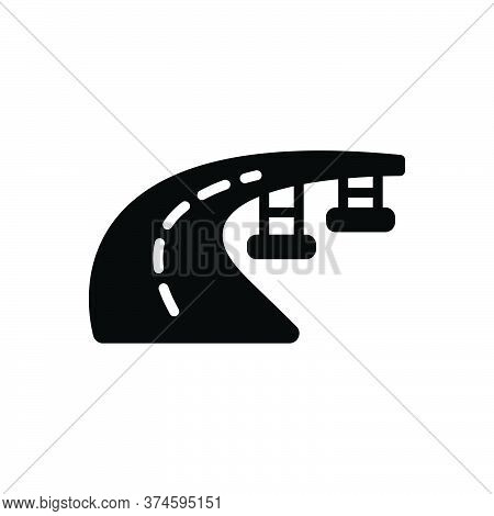 Black Solid Icon For Flyover Highway Road Bridge Transportation