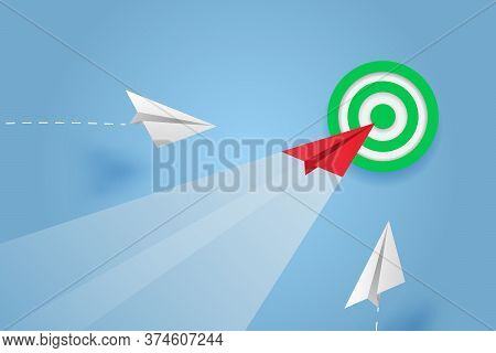 Paper Plane Go To Success Goal Vector Business Financial Concept Start Up, Leadership, Creative Idea
