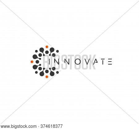 Innovate Technology Startup Logo Concept, Round Emblem, Solution Symbol, Isolated Vector Logotype On