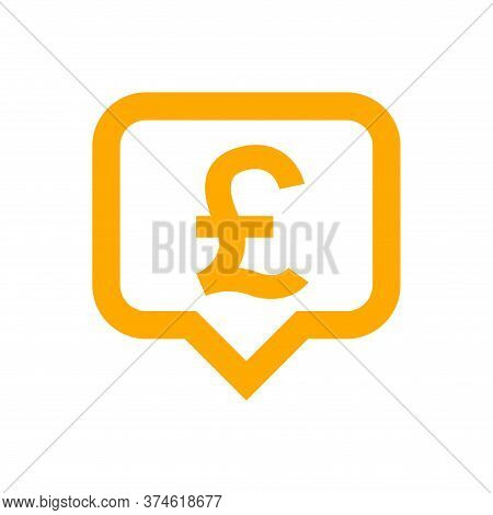 Pound Currency Symbol In Speech Bubble Square Shape For Icon, Orange Pound Money For App Symbol Isol