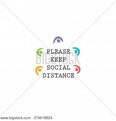 Keep Social Distance Request Icon. Coronavirus Spreading Preventative Measures Vector Illustration. 