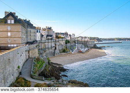 Saint-malo, France - September 3, 2019: These Are The City Walls, The Gateway Des Champs Vauverts An