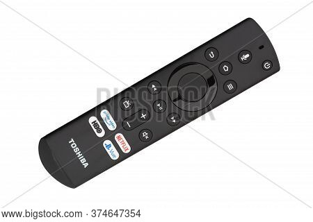 South Carolina, Usa July 2020. Illustrative Editorial Image Closeup Of A Tv Remote Control For Prime