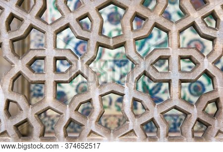 Hexagonal Architectural Ornament In The Blue Mosque Of Sultanahmed, In Istanbul, Turkey.