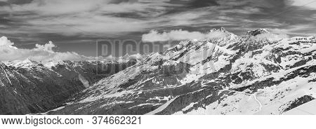 Idyllic Panorama Landscape Of Swiss Mountain, Viewed From Gornergrat