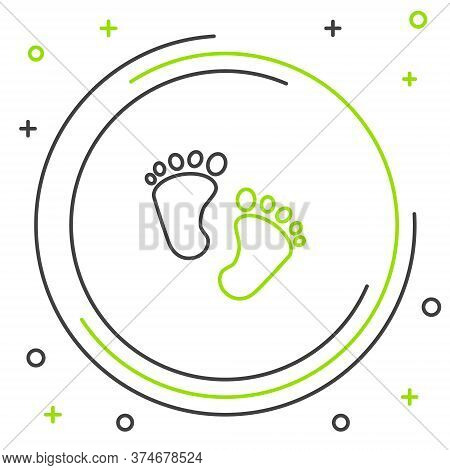 Line Baby Footprints Icon Isolated On White Background. Baby Feet Sign. Colorful Outline Concept. Ve