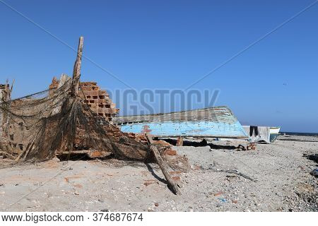 Details Of A Fishing Village In The Paracas National Reserve In Peru. Fishing Is One Of The Resource