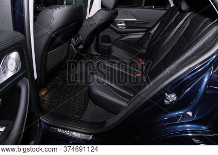 Novosibirsk/ Russia - April 21 2020:  Mercedes Benz Gle-class, Leather Interior Design, Car Passenge