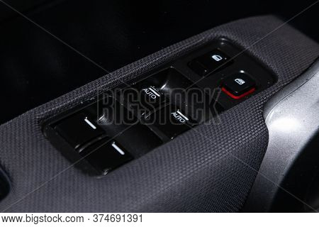 Novosibirsk/ Russia - April 22 2020: Honda Cr-v,  Close Up Of A Door Control Panel In A New Modern C