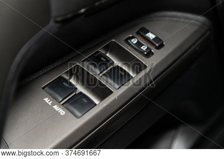 Novosibirsk/ Russia - June 15  2020:  Toyota Land Cruiser 200, Close Up Of A Door Control Panel In A