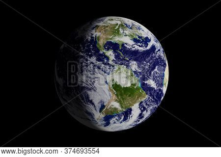 Planet Earth Seen From Space Where The American Continent Is Seen. 3d Illustration.