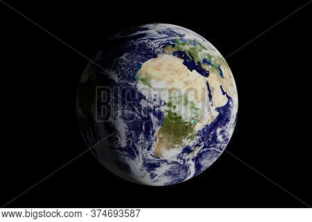 Planet Earth Seen From Space Where The European Continent And Africa Are Seen. 3d Illustration.