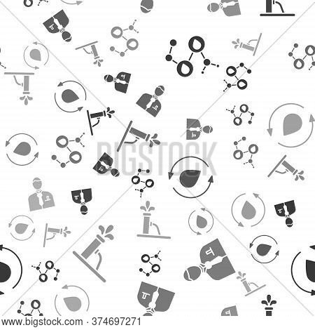 Set Molecule Oil, Businessman Or Stock Market Trader, Oil Drop And Oil Pump Or Pump Jack On Seamless