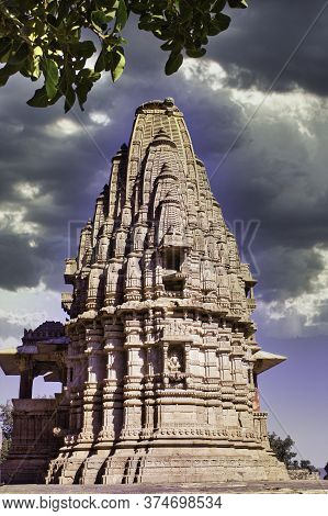 Rajasthan, India - October 06, 2012: A Closeup Of A Hindu Temple Surrounding Abandoned Cursed Ruined