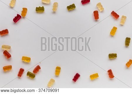 Many Jelly Bears On A White Table