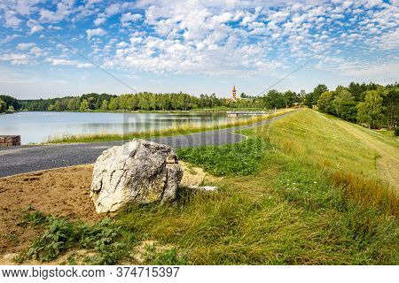Bicycle Road Construction Site At Lake Gebart (gébárti-tó) In Zalaegerszeg, Hungary