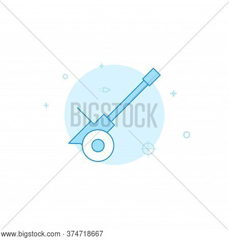 Anti-aircraft Gun Vector Icon. Flat Illustration. Filled Line Style. Blue Monochrome Design. Editabl