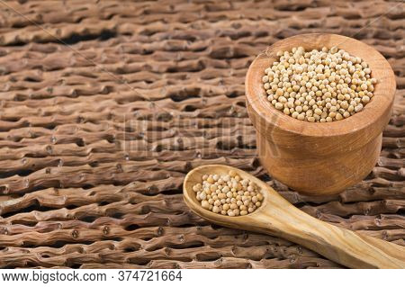 The Yellow Mustard Or Also Called White Mustard, Are The Whole Seeds Of Brasica Alba Coming From The