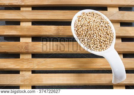 The Yellow Mustard Or Also Called White Mustard, Are The Whole Seeds Of Brasica Alba Coming From The