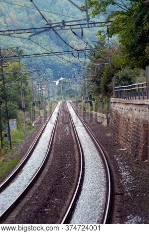 Double Track Line At The Railway
