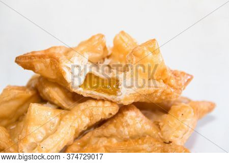 Fried Pastry With Quince And Batata Typical Of South America Gastronomy