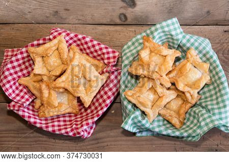 Fried Pastry With Quince And Batata Typical Of South America Gastronomy