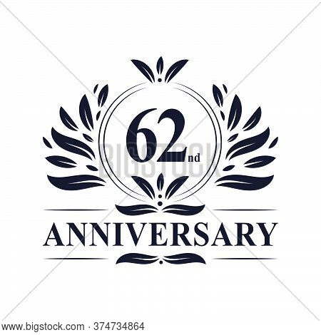 62nd Anniversary Celebration, Luxurious 62 Years Anniversary Logo Design.