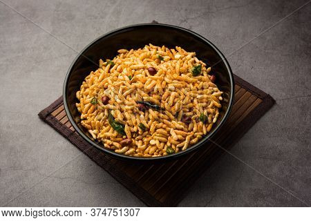 Puffed Rice Chivda Or Maharashtrial Bhadang Chiwda Served In A Plate