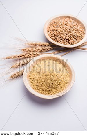 Raw Broken Wheat Or Daliya Or Dalia, Selective Focus