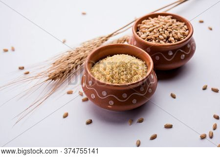 Raw Broken Wheat Or Daliya Or Dalia, Selective Focus