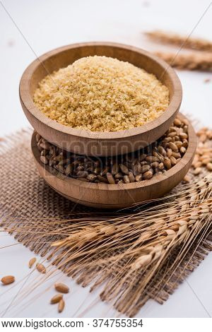 Raw Broken Wheat Or Daliya Or Dalia, Selective Focus