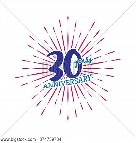 Congratulations On The Thirtieth Anniversary. Editable Vector Illustration. Number 30 On The Backgro