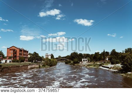 Neisse River With Polish German Riverside Near City Center