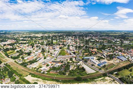 Aerial Cityscape Photo Of German Polish Town Guben Or Gubin