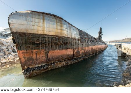 An Abandoned, Rusty Old Soviet Union Submarine In Bulgaria