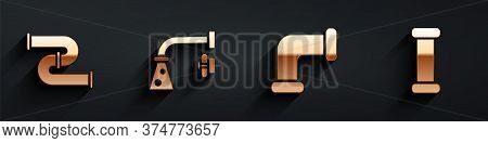 Set Industry Metallic Pipe, Water Tap, Industry Metallic Pipe And Industry Metallic Pipe Icon With L