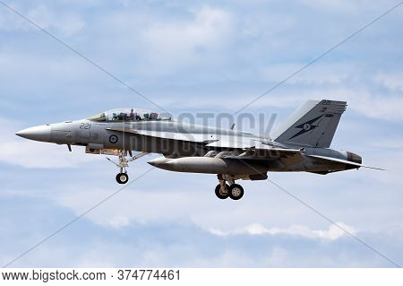 Avalon, Australia - February 22, 2015: Royal Australian Air Force (raaf) Boeing F/a-18f Super Hornet