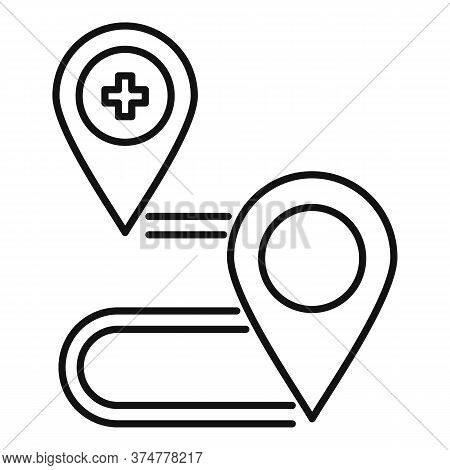 Private Clinic Route Map Icon. Outline Private Clinic Route Map Vector Icon For Web Design Isolated 
