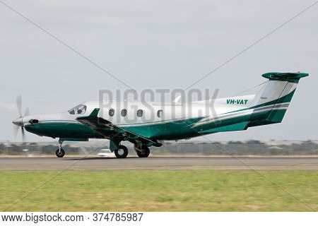 Avalon, Australia - February 25, 2015: Pilatus Pc-12 Single-engine Turboprop Passenger And Cargo Air