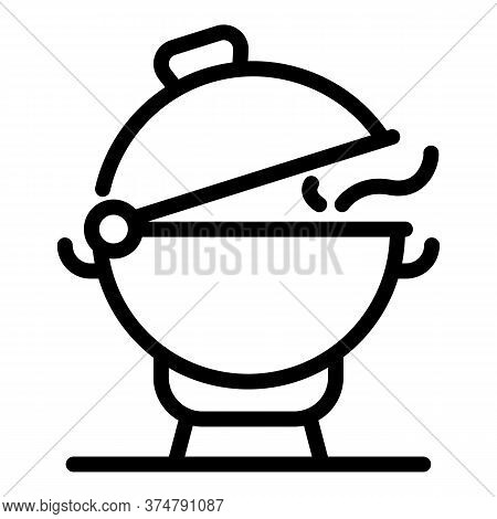 Picnic Brazier Icon. Outline Picnic Brazier Vector Icon For Web Design Isolated On White Background