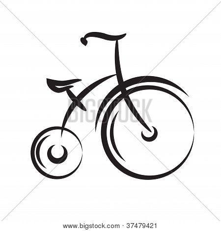 Antike Highwheel Fahrrad. schwarz-weiÃŸ Vektor