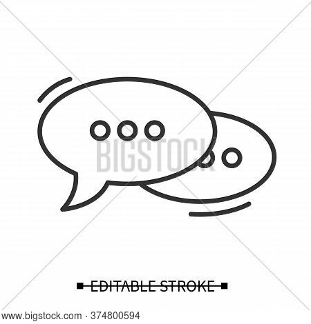 Dialogue Icon. Ellipse Line Pictogram With Omission Points. Message And Communication Concept. Simpl