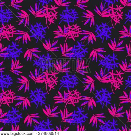 Purple Tropical Botanical Leaf Seamless Pattern Background