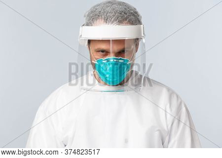 Covid-19, Preventing Virus, Healthcare Workers And Vaccination Concept. Close-up Of Determined Serio
