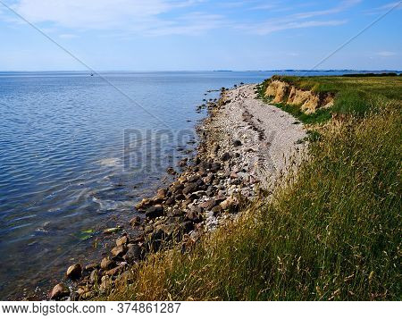Typical Beautiful Natural Danish Coastline Beach Landscape In The Summer Fyn Funen Denmark